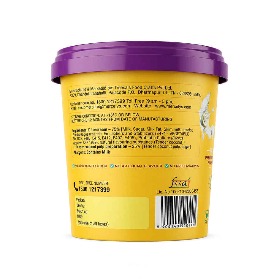 Mercely's Premium Tender Coconut Family Pack Ice Cream Tub