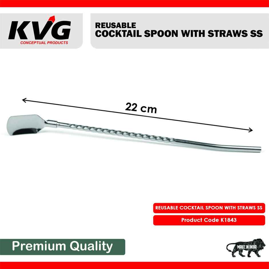 KVG Stainless Steel Straw With Cleaning Brush | Drinking Straw | Reusable Straw | Cocktail Straws