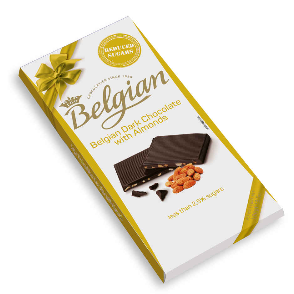 The Belgian Bar No Sugar Added Dark Chocolate Almonds