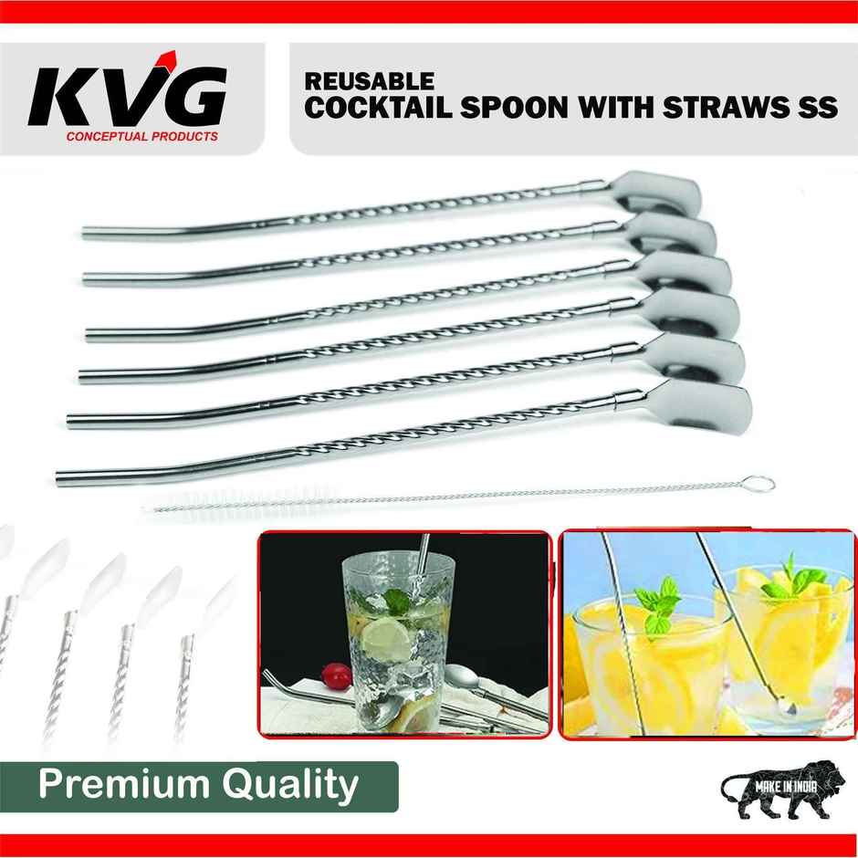 KVG Stainless Steel Straw With Cleaning Brush | Drinking Straw | Reusable Straw | Cocktail Straws