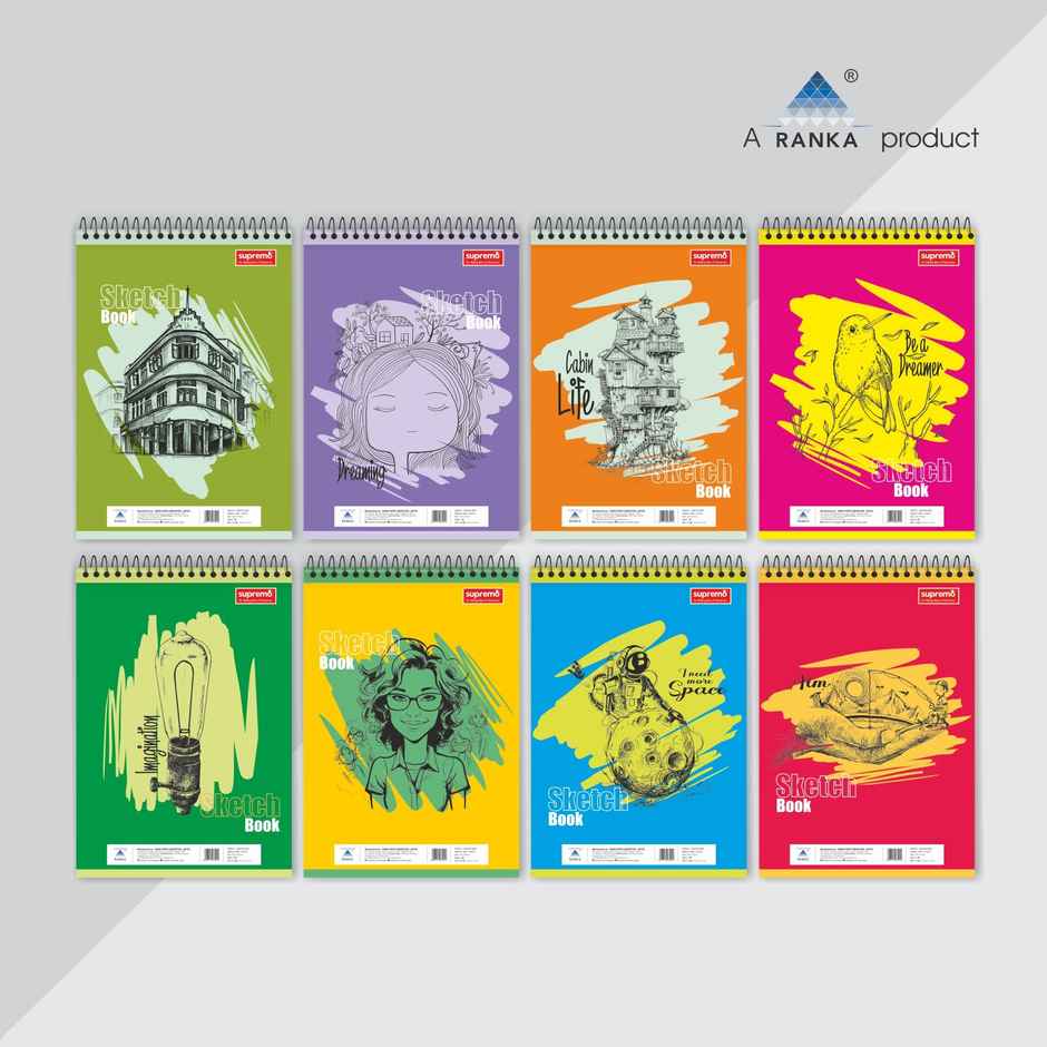 Ranka Supremo Sketch Book A4 Spiral Unruled | 36 Pages | 100 GSM | Assorted