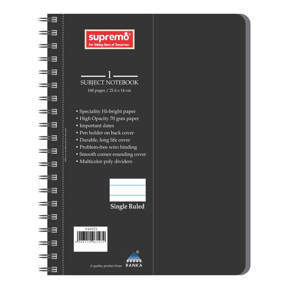 Ranka Supremo A5 - Executive Diary , 70 Gsm, Single Ruled, 160 Pages, Wiro Binding