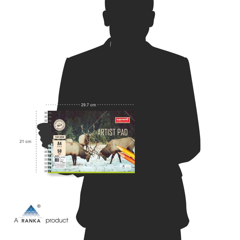 supremo Artist Pad A4 Wiro, Unruled 50 Pages, 140 Gsm Paper