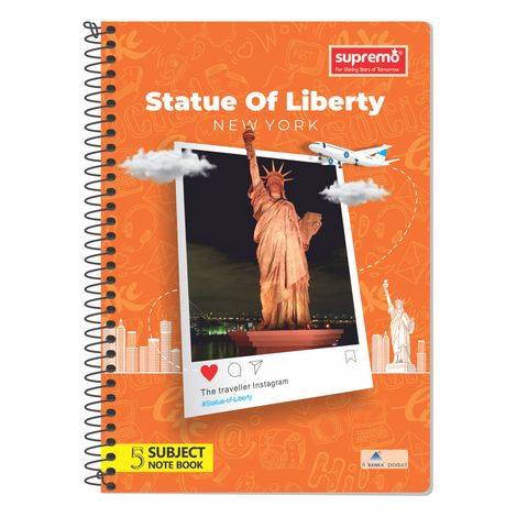 supremo A4 Spiral Notebook 6 Subject 300 Pages, Single Line