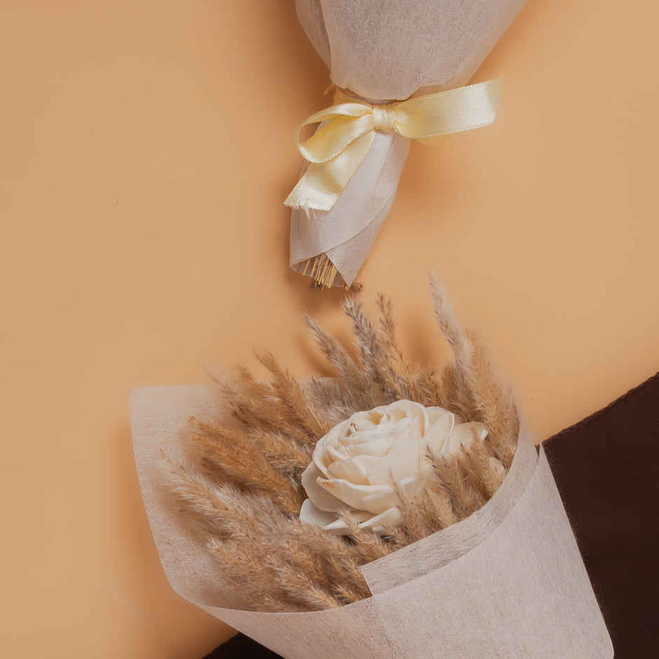 Single White Rose Dried Flowers Bouquet | Rooted