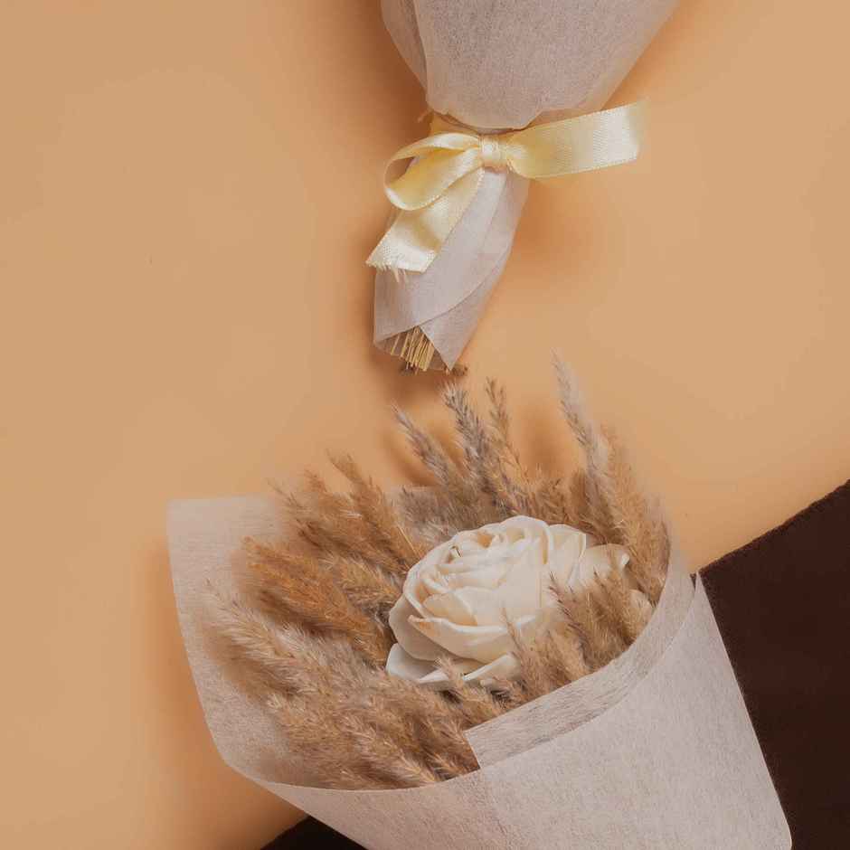 Ivory White Rose Dried Flower Bouquet | Ideal for Gifting | Poshh