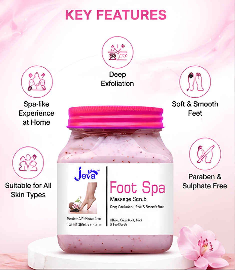 Jeva Foot Spa & Multi-Area Exfoliating Scrub | Intensive Care for Rough Skin on Feet, Knees, Neck