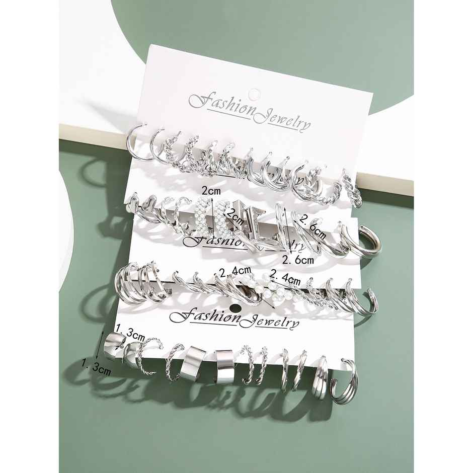 Shining Diva Fashion 24 Pairs Combo Set Latest Stylish Hoop Earrings for Women and Girls | 15617er