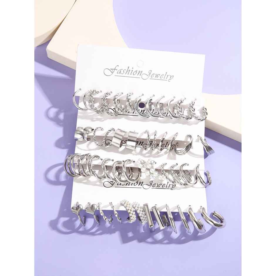 Shining Diva Fashion 24 Pairs Combo Set Latest Stylish Hoop Earrings for Women and Girls | 15617er