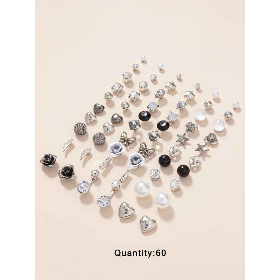 Shining Diva Fashion 30 Pairs Combo Set Crystal Pearl Earrings for Women and Girls | 14855er