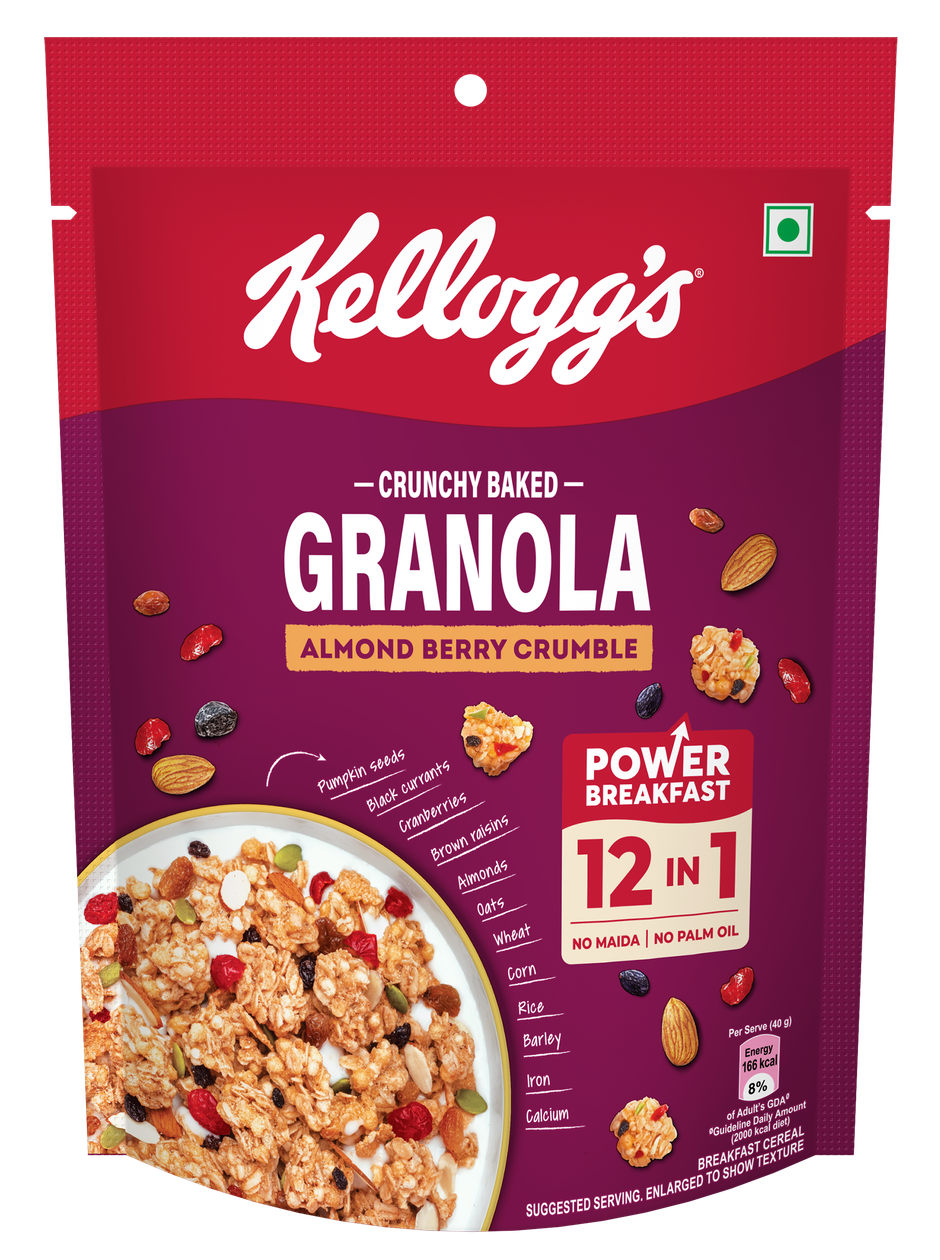 Kellogg's Crunchy Almond Berry Crumble Granola |12-In-1 Power Breakfast | No Maida No Palm Oil