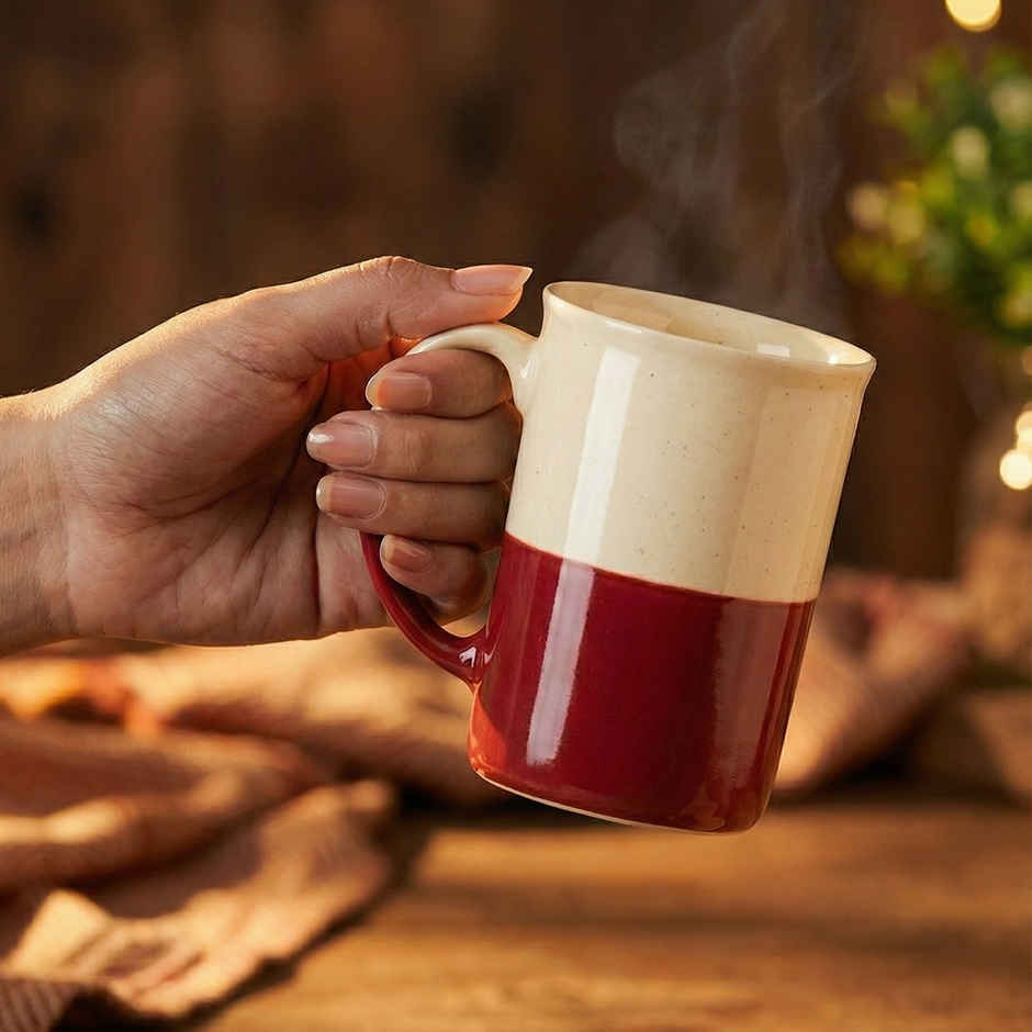 BlackCarrot Red & White Tall Mug Set | Animal Bone Ash Free Stoneware