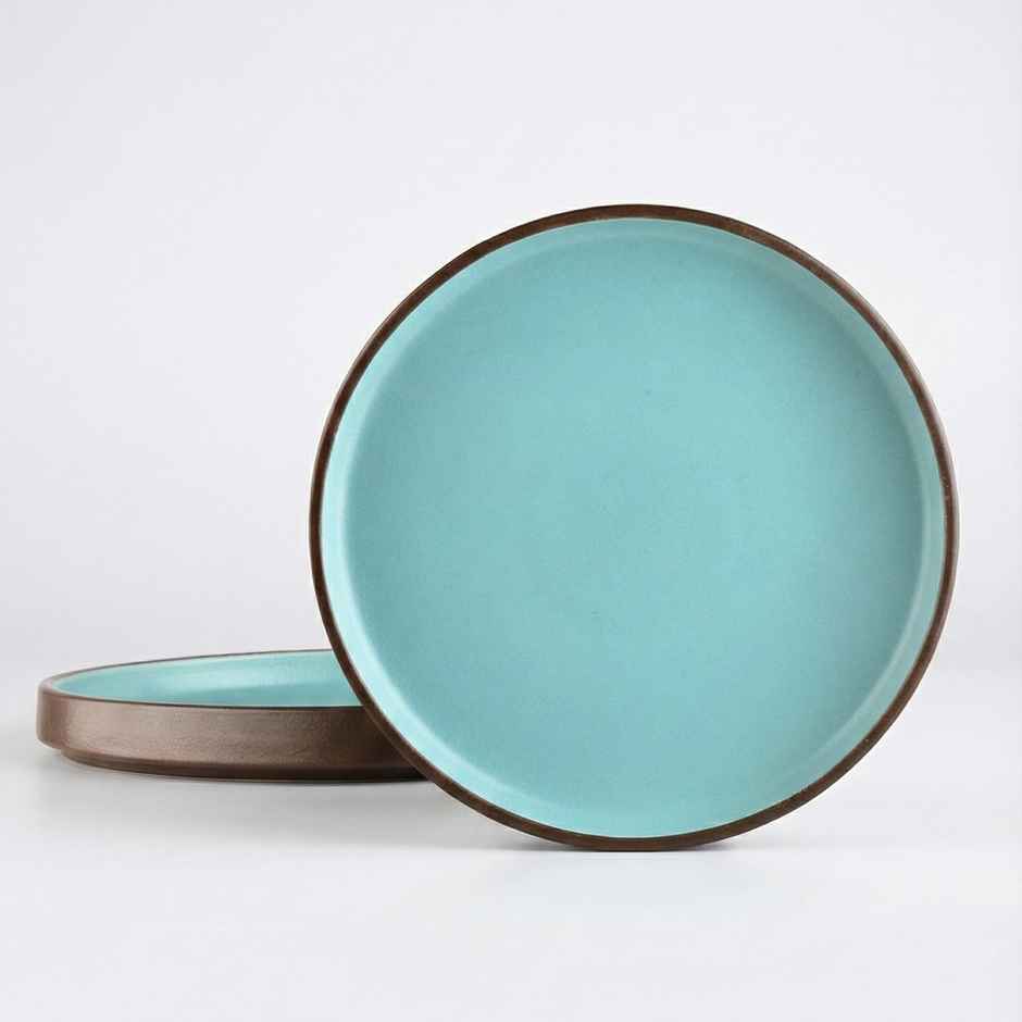 BlackCarrot Full Plate Set | Animal Bone Ash Free Stoneware | Brown and Blue