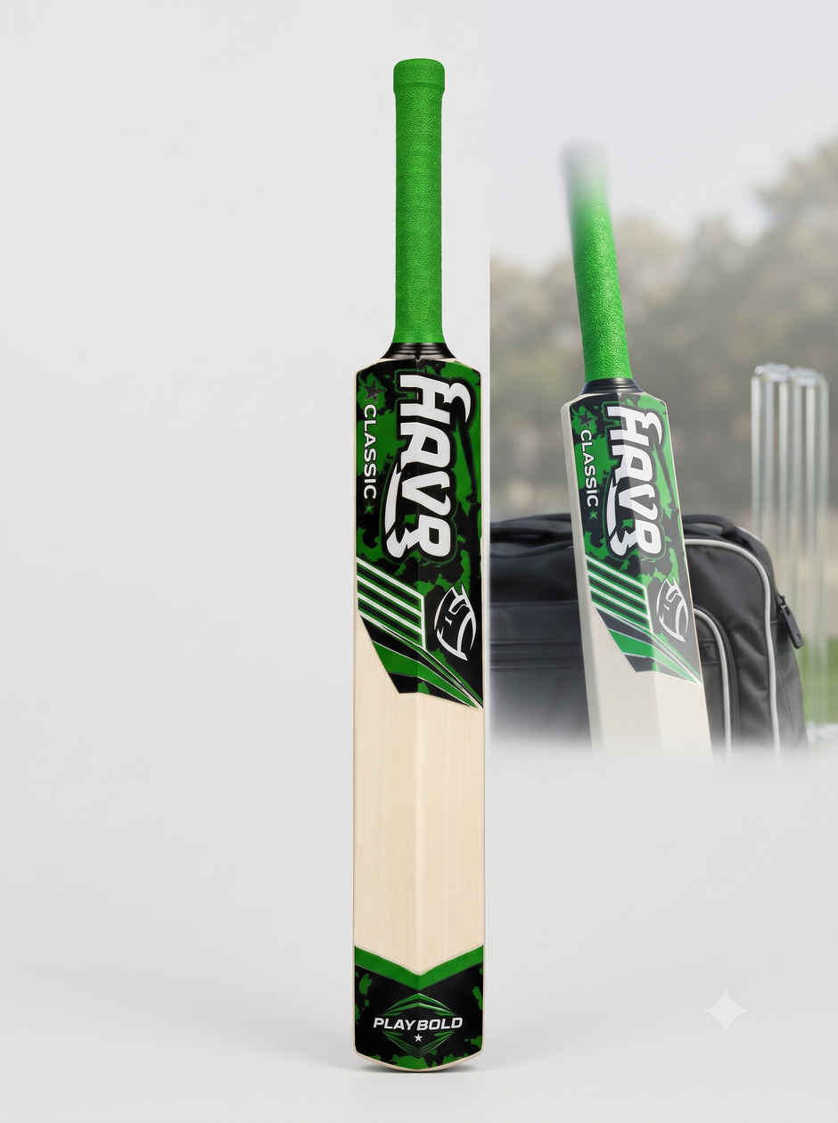 Classic Har | Plastic Cricket Bat | Full Size - Green & White