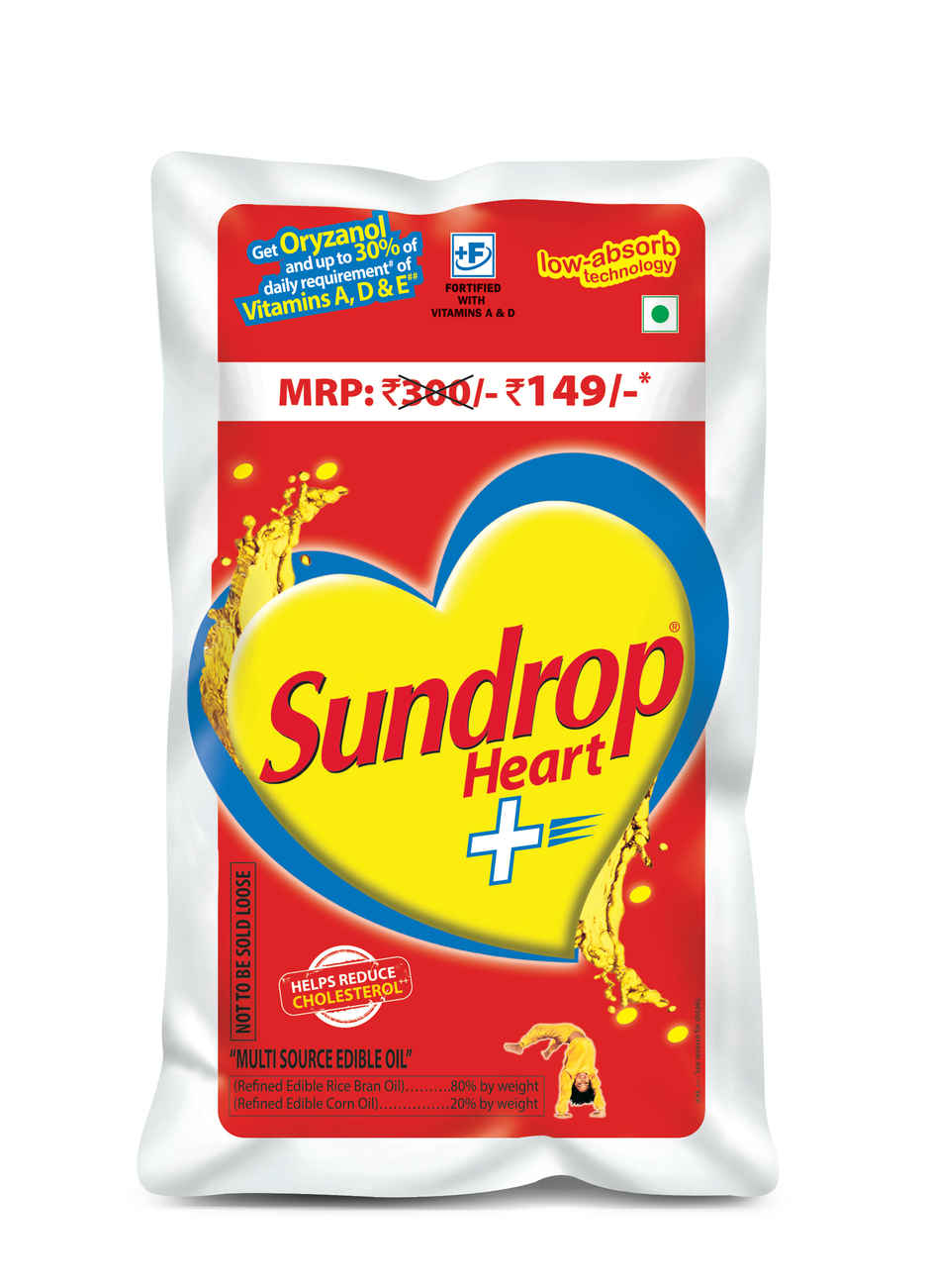 Sundrop Heart Plus|  Helps Reduce Cholesterol | Refined Rice Bran & Corn Oil
