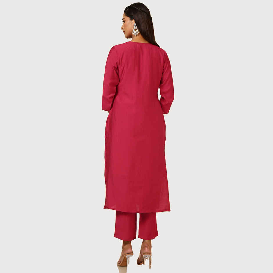 Soch Women Red Viscose Blend Embellished Kurta Set with Beads And Stones S