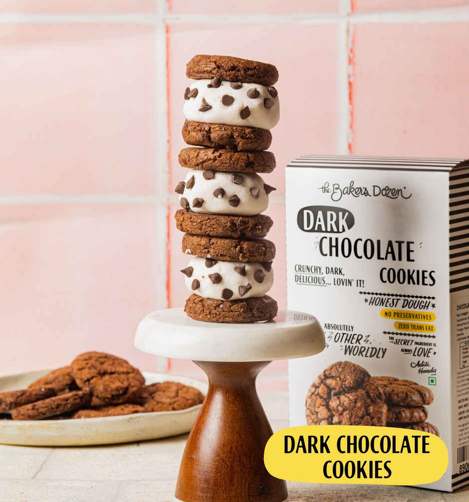 The Baker's Dozen Dark Chocolate Cookies | Premium Biscuit Handmade Cookies | Choco Chip Cookies