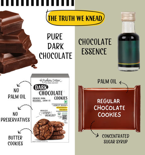 The Baker's Dozen Dark Chocolate Flavoured Biscuits Cookies | Made with Pure Chocolate | Artificial Colour-free