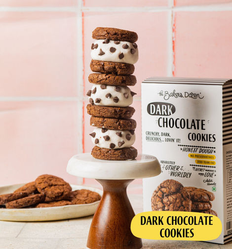 The Baker's Dozen Dark Chocolate Flavoured Biscuits Cookies | Made with Pure Chocolate | Artificial Colour-free