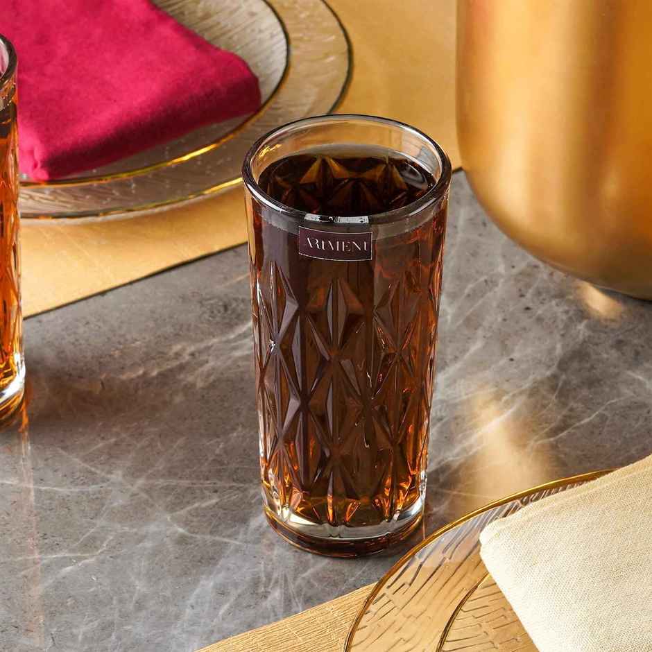 Elevated Etched Highball Glasses for Water, Juice, Mojito, Cocktail | Set of 4 |340 ml | The Artment