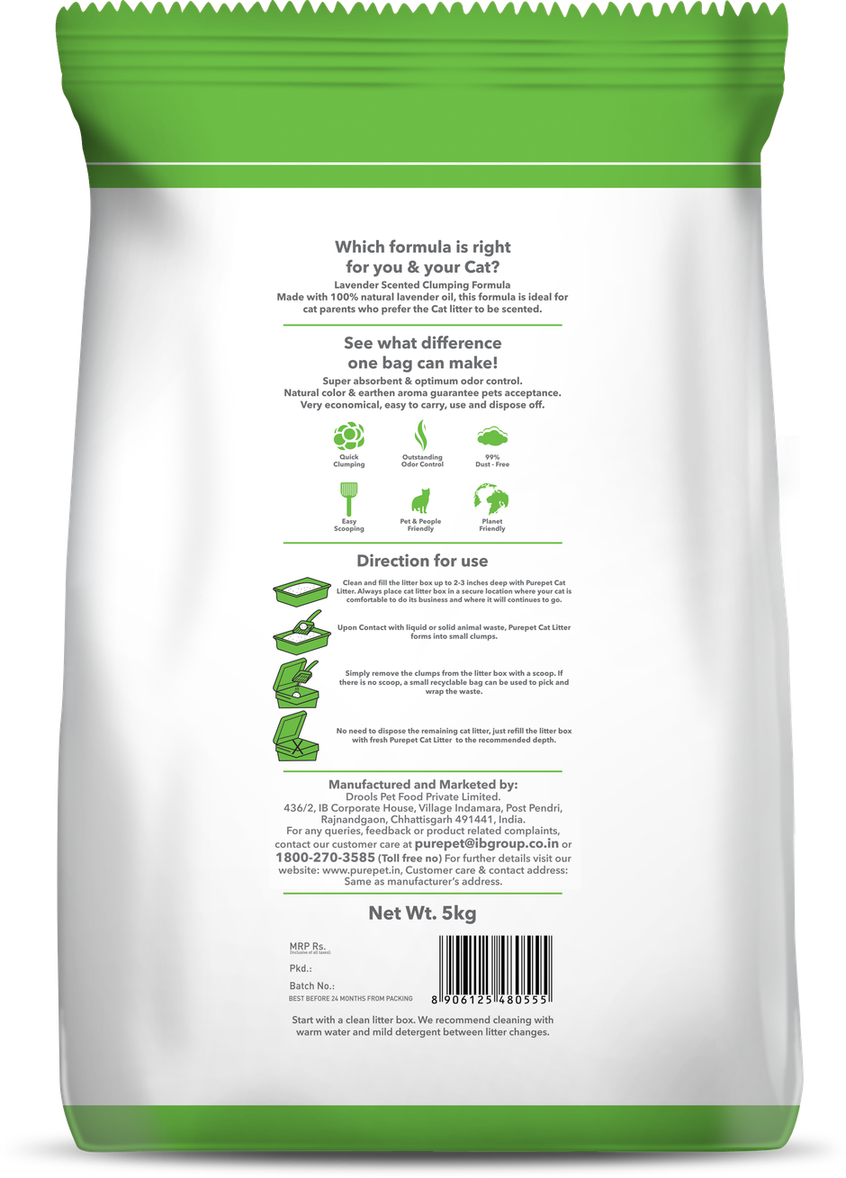 Purepet Clumping Lavender Fragrance Pet Cat Litter (For Multiple Cats)