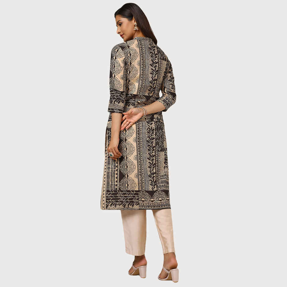 Soch Women's Black Cotton Blend Abstract Print Kurta | S