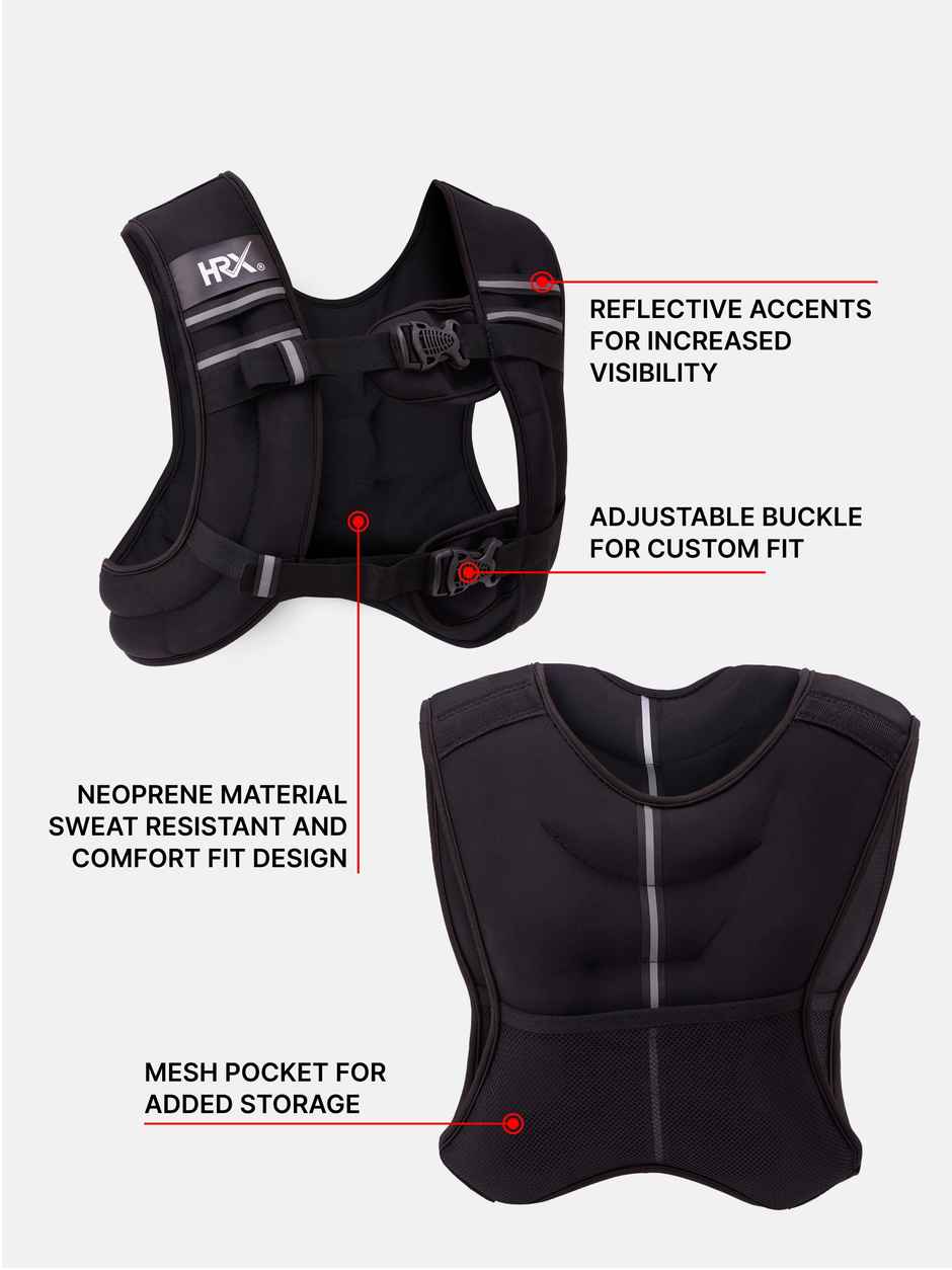 Cult Hrx Weighted Vest | 5 kg | Black