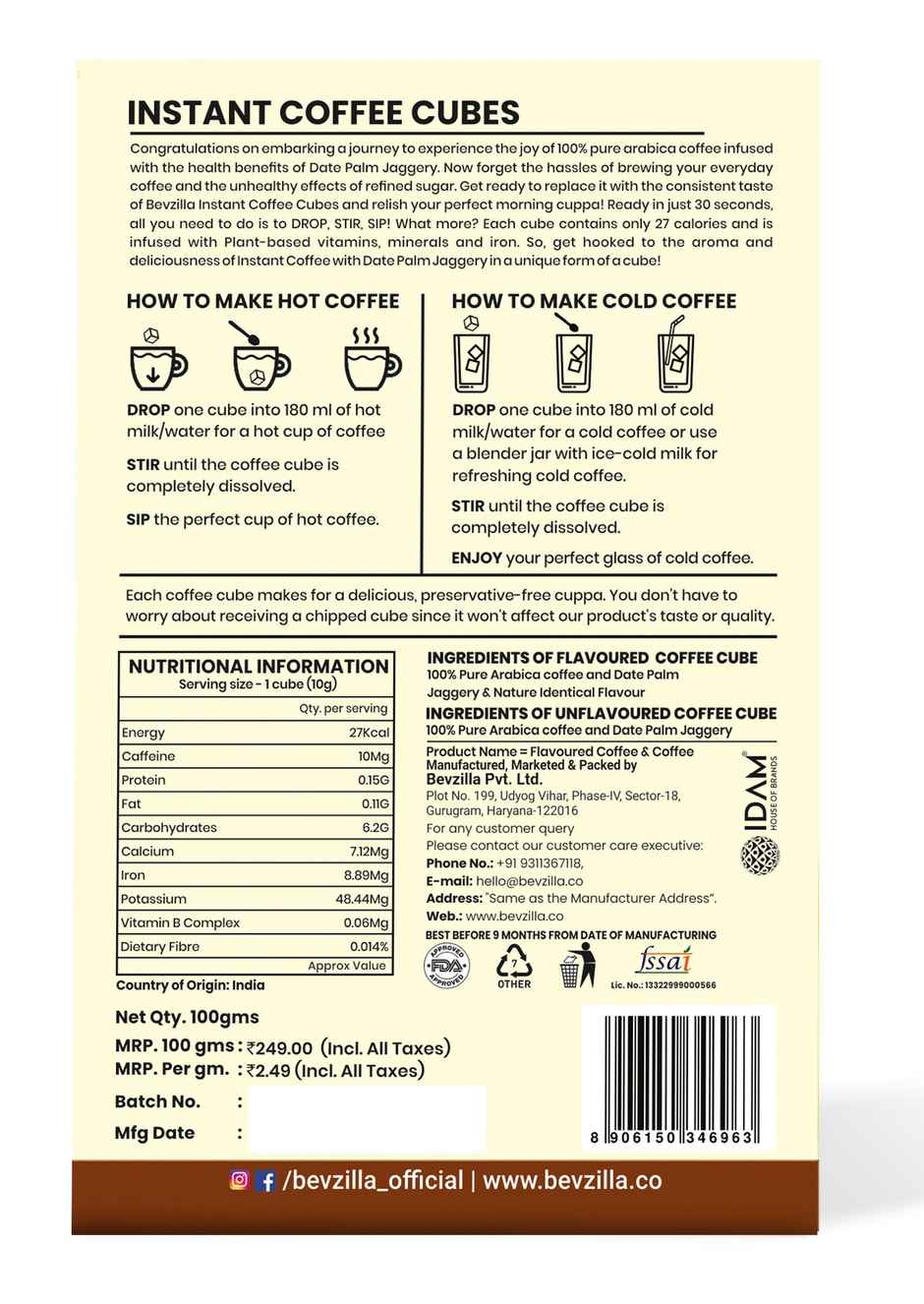 Bevzilla 10 Instant Coffee Cubes| 5 Assorted Flavours