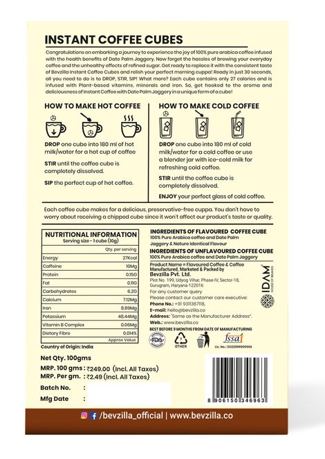 Bevzilla 10 Instant Coffee Cubes| 5 Assorted Flavours