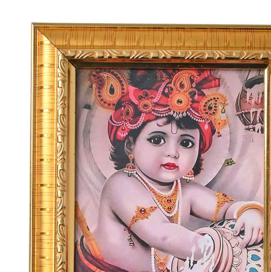 Lord Krishna Photo Frame Decorative Wall Frame for Home & Temple Decor (Ecraftindia)