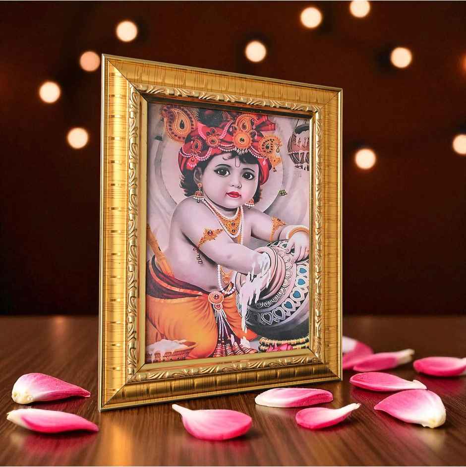 Lord Krishna Photo Frame Decorative Wall Frame for Home & Temple Decor (Ecraftindia)