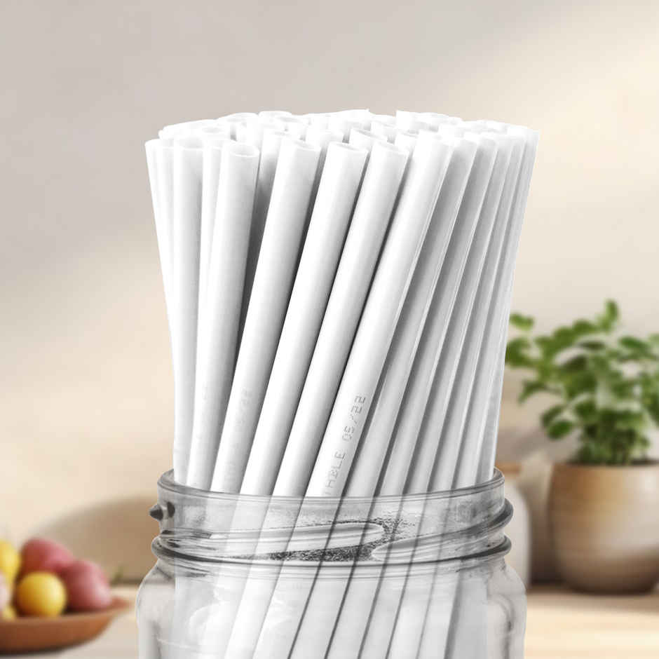 Dr. Bio Resuable Straw | 50 Pcs | White Colour | Disposable | Biodegradable | Compostable