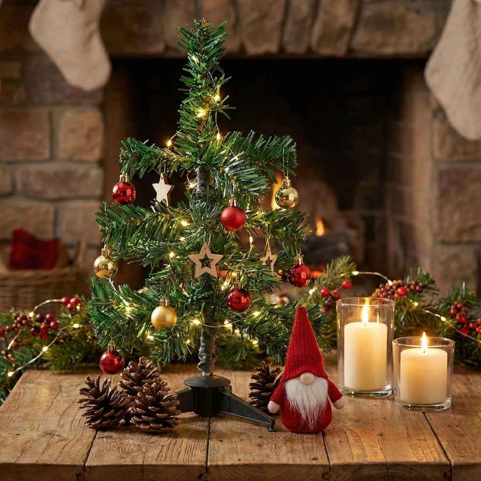 Christmas Tree | 1 ft | with Solid Plastic Base | Christmas Decor | Durable Decor | Party Propz