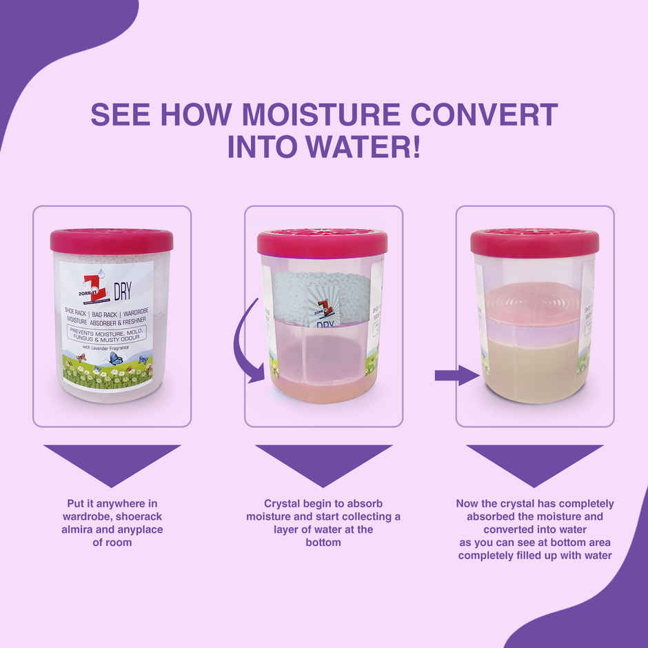 Dr. Bio KEEP IT FRESH Odour+Moisture Absorber + Perfume | 3in1 Air Freshner with Lavendar Fragrance