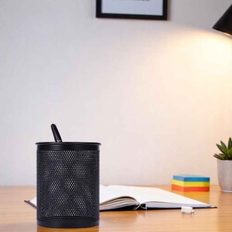 Deli E909 Mesh Pen Holder, Office Accessories, Black Body