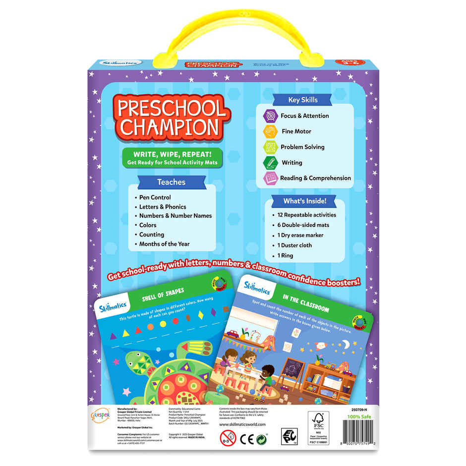 Skillmatics Write & Wipe Preschool Champion - On the go