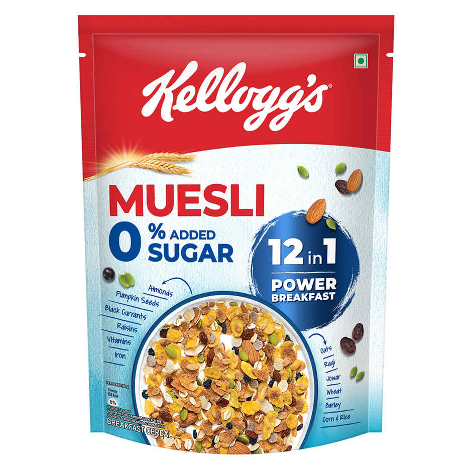 Kellogg's Muesli 0% Added Sugar | 12 in 1 Power Breakfast |High Protein