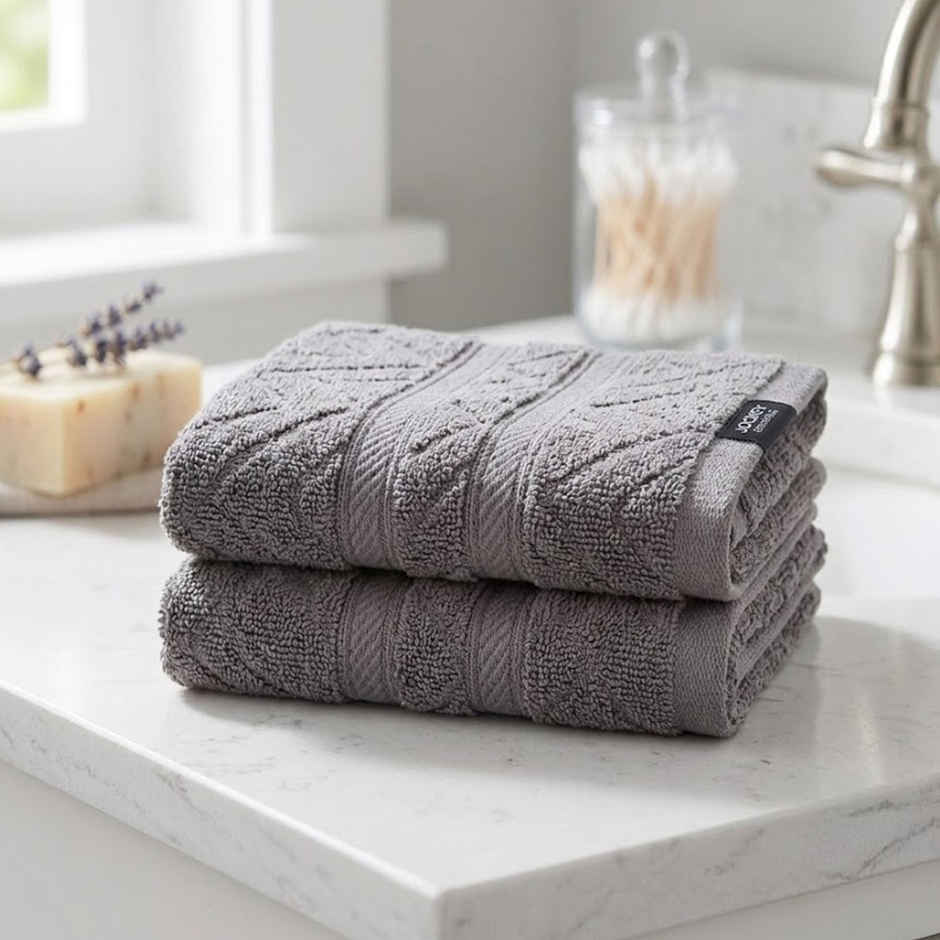 Jockey T202 Men's Cotton Terry Ultrasoft and Durable Patterned Hand Towel | Pack of 2