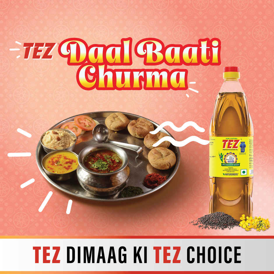 Tez Mustard Oil  Pure & Natural PT3 Kachchi Ghani Sarson Ka Tel 500ml Bottle