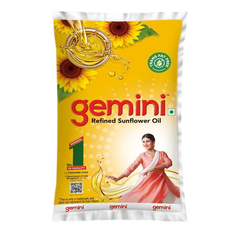 Gemini Refined Sunflower Oil (Pouch)(1 l), Amrut Sugar(1 kg) & Daawat Super Basmati Rice(1 kg) Combo