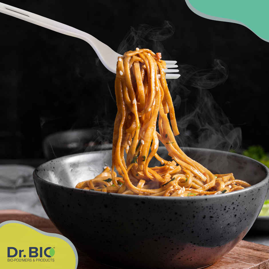 Dr. Bio Resuable Fork | 50 Pcs | Disposable | Biodegradable | Compostable | Made of Corn Starch