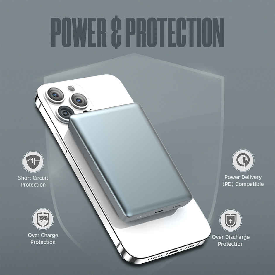 Intex 10000 mAh 15 W Wired & Wireless With MagSafe Pocket Size Power Bank(Lithium Polymer, Fast Charging for Mobile) - Black