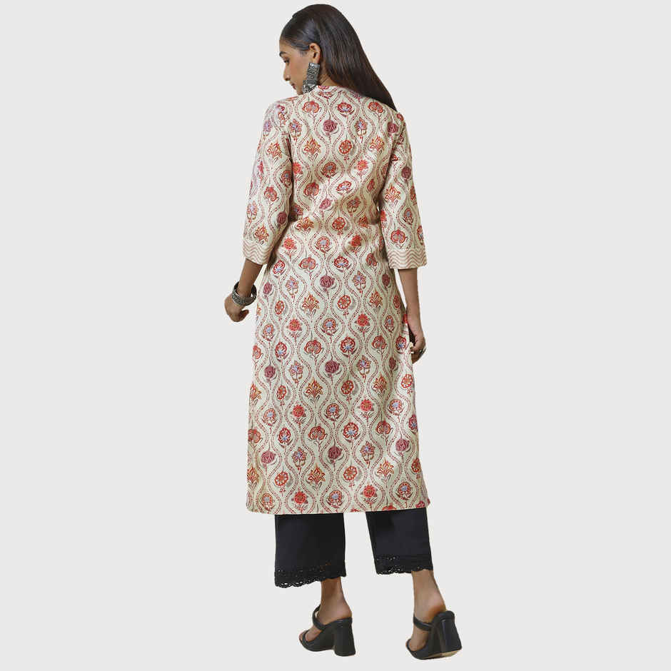 Soch Women's Beige Floral Print Kurta | M