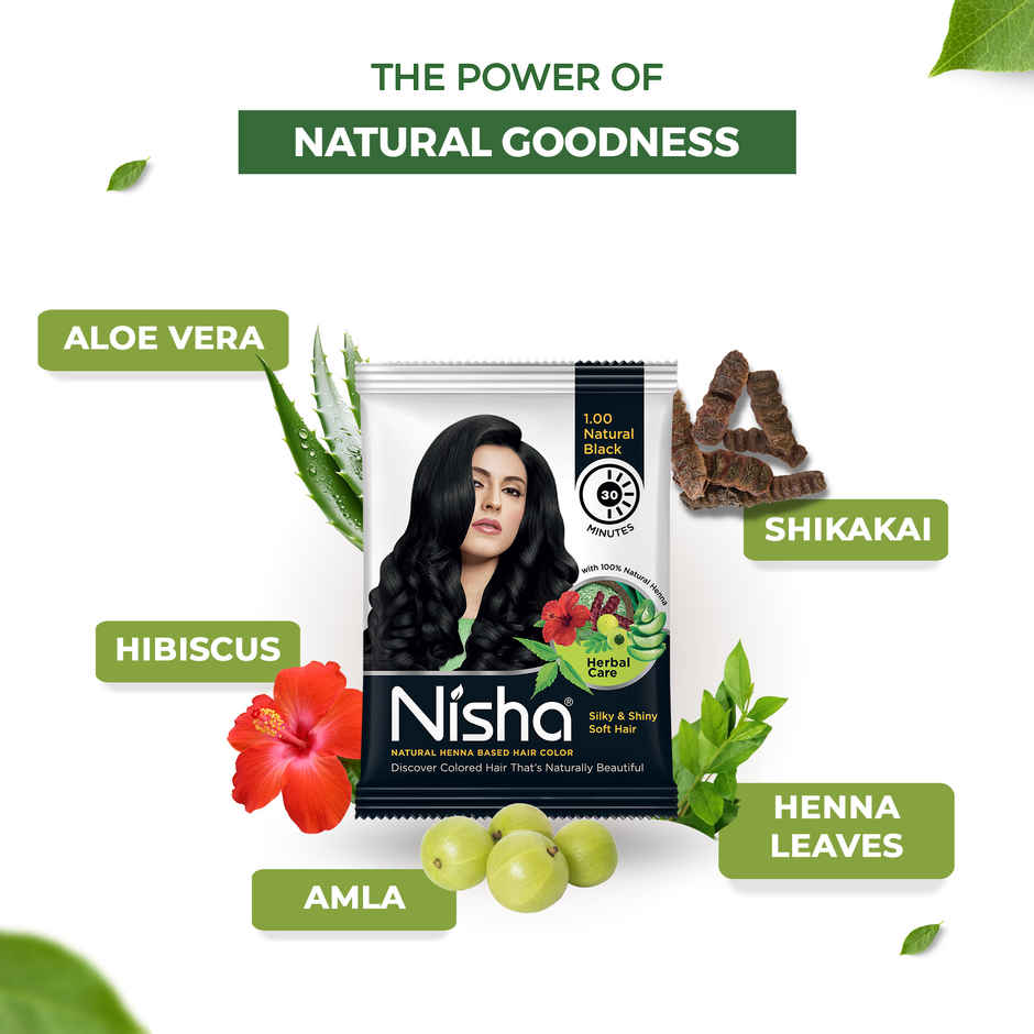 Nisha Natural Henna Based Hair Color | Natural Black