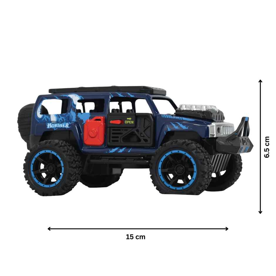 Tak Tak Toys Die Cast Off Road Monster Car with Metal Body 4-Seater Openable Doors Blue