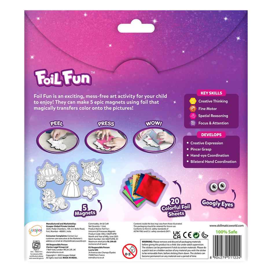 Skillmatics Foil Fun Unicorns & Princesses Magnets Craft Kit