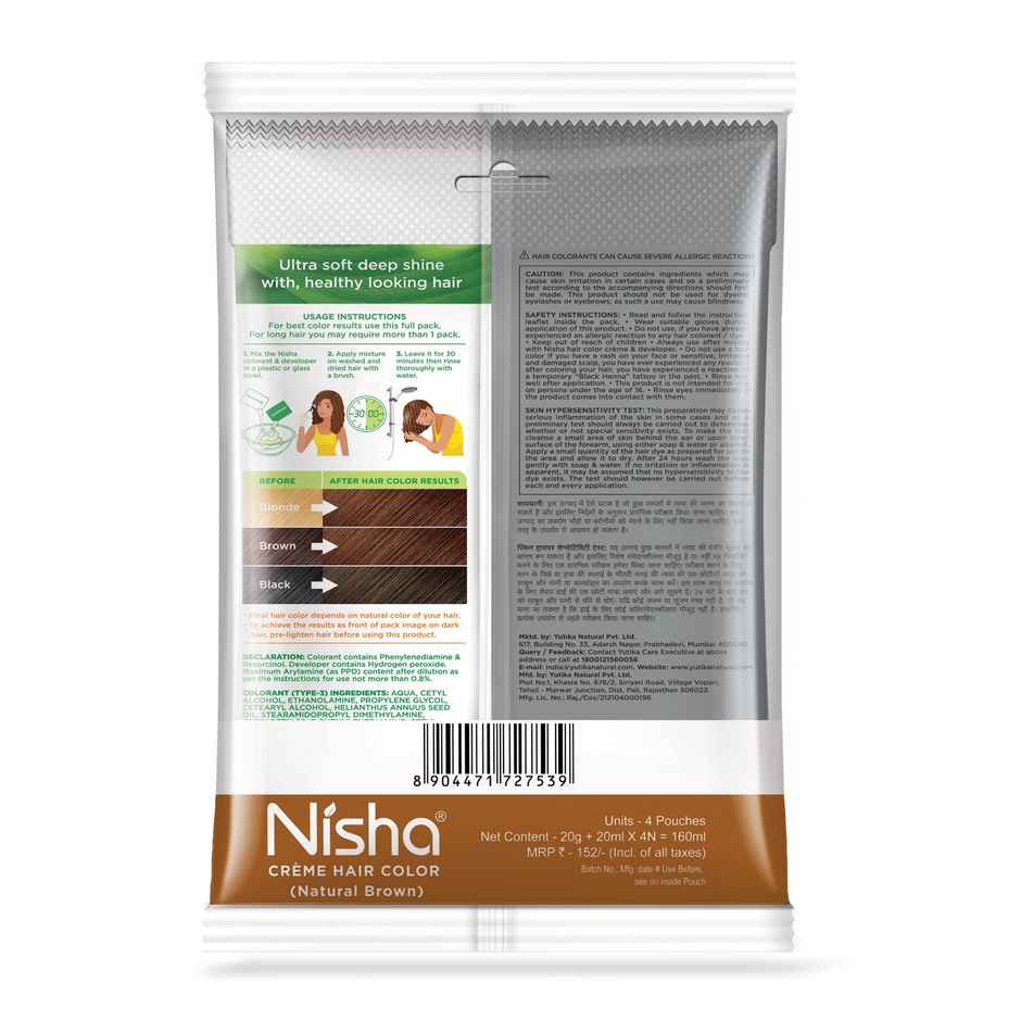 Nisha Creme Hair Color Pouch | Natural Brown