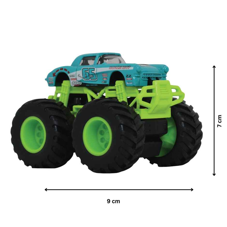 Tak Tak Toys 1:64 Die Cast Turbo Pull Pack Truck Toy Monster Car with Metal Body for Kids Action 09
