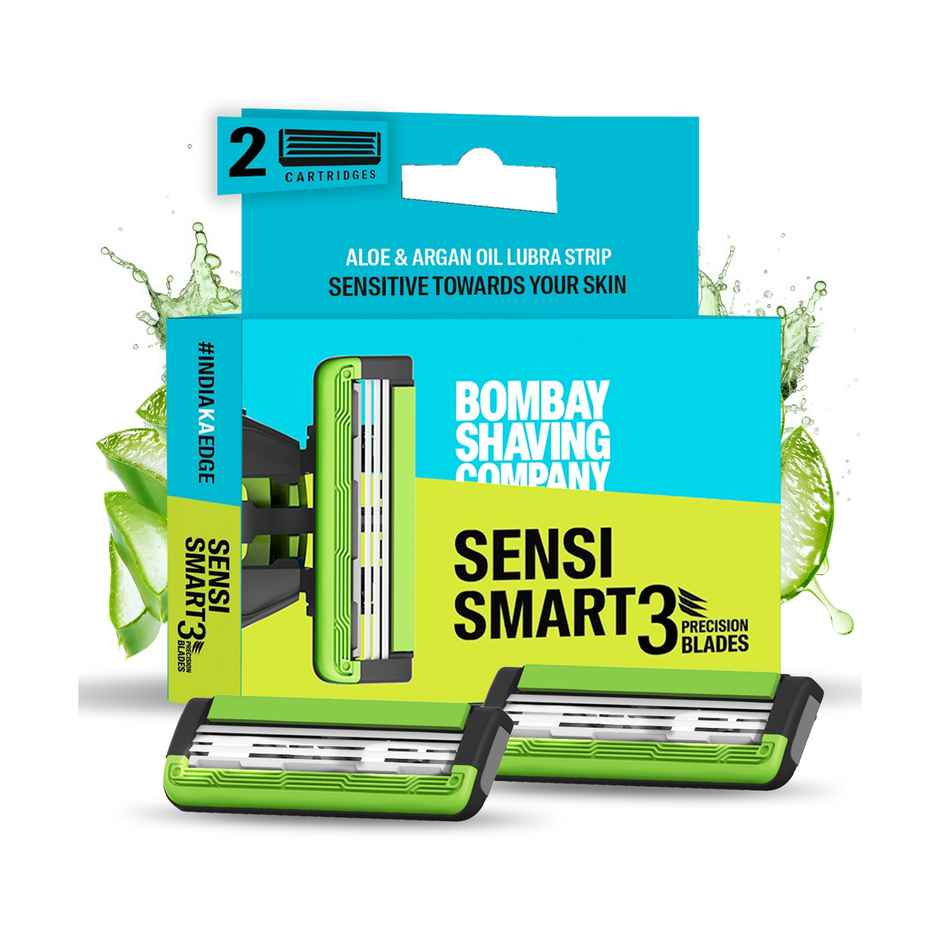 Bombay Shaving Company Sensi Smart 3 Value Pack Razor With Shaving Foam (1pc) & Cartridge For Bombay Shaving Company Sensi Smart 3 Razor| Curved Blades Ensure Precise, Safe, And Smooth Shaves (2pc) Combo