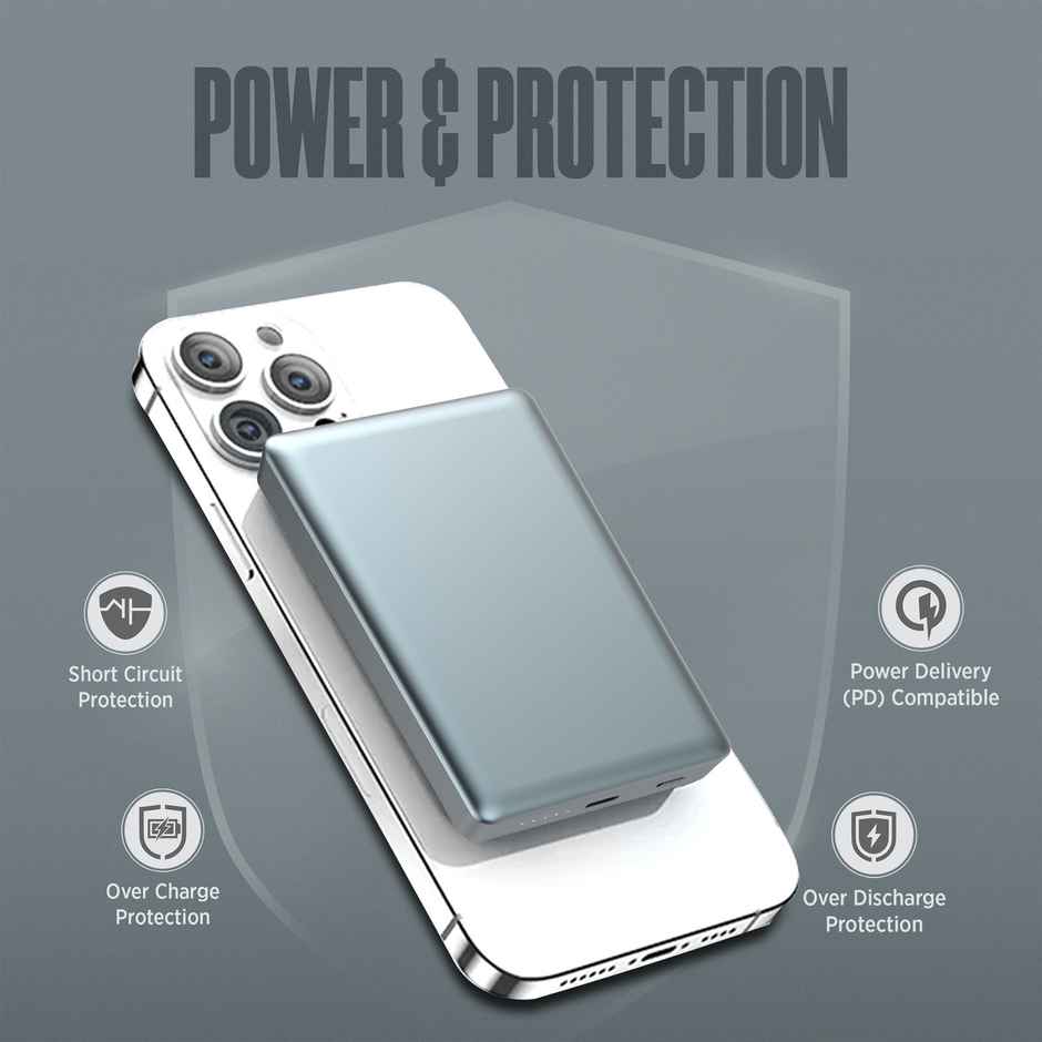 Intex 10000 mAh 15 W Wired & Wireless With MagSafe Pocket Size Power Bank(Lithium Polymer, Fast Charging for Mobile) - Black